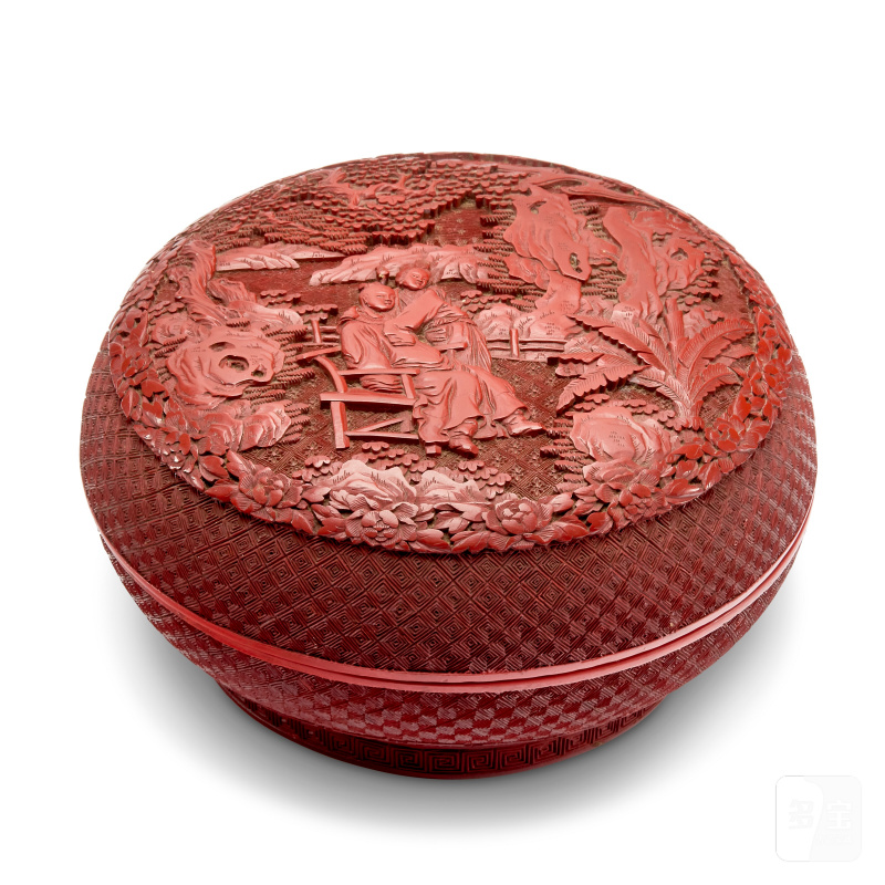 十九/二十世紀 剔紅庭院人物紋蓋盒  CHINA, 19TH-20TH CENTURY